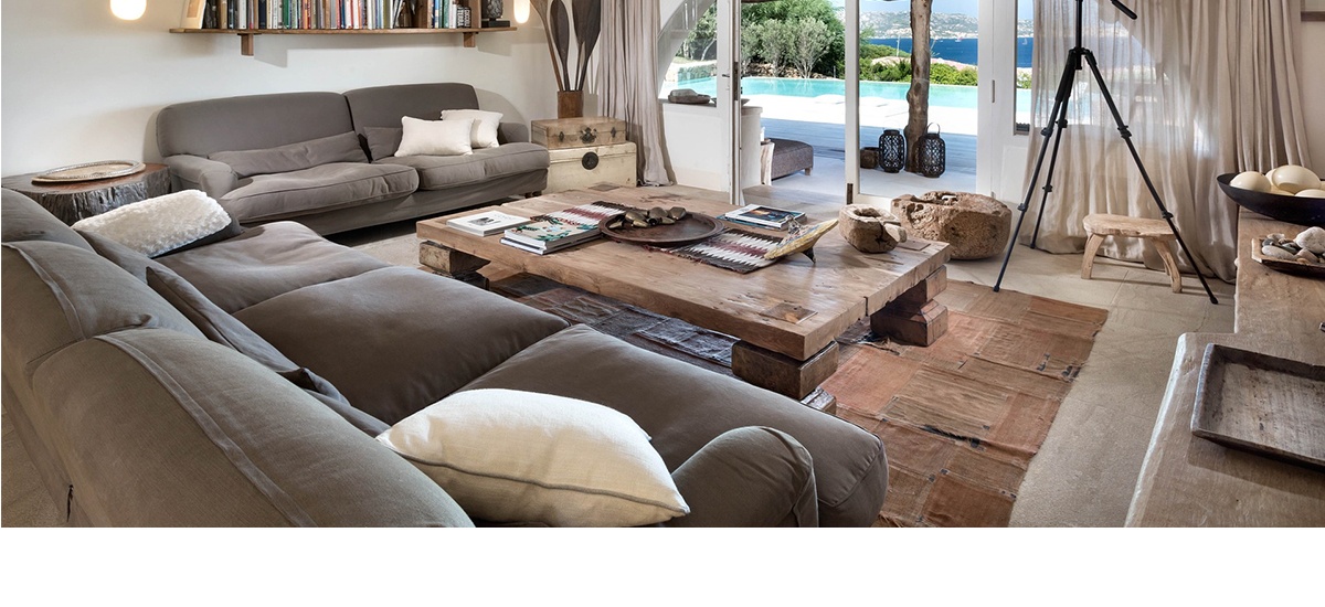 img salas tapicería telas materiales diseños en color café con cojines